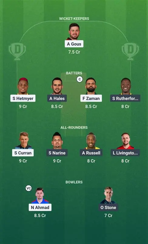DV vs ADKR Fantasy Team Suggestion 1: