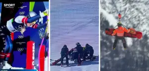 Lindsey Vonn Crash at Winter Olympics 2026: Helicopter Evacuation After Downhill Fall Following ACL Injury