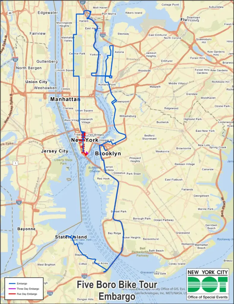 5 boro bike tour 2026 route